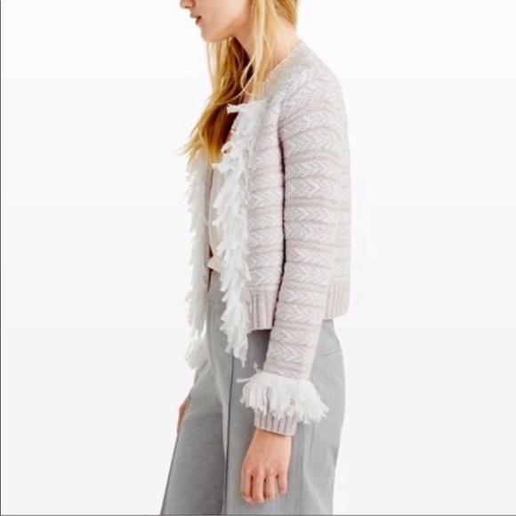 Club Monaco Mahssa Wool Sweater Jacket Size XS Preppy Tweed Fringe - Picture 2 of 8